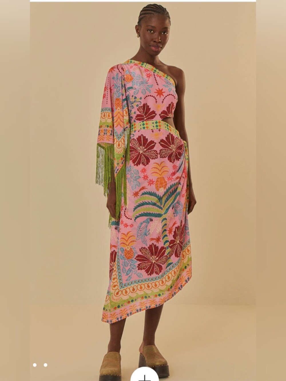 Farm Rio Pink Fruits Queen Scarf One-shoulder Dress
